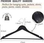 ELONG HOME Solid Wooden Hangers 20 Pack, Wood Suit Hangers with Extra Smooth Finish, Precisely Cut Notches and Chrome Swivel Hook, Wooden Clothes Hangers for Shirt Coat Jacket Dress, Black