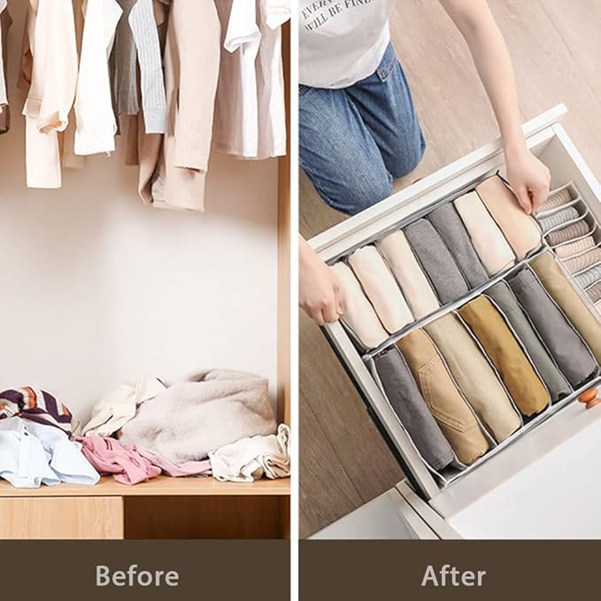 HSLFUAI Bra Organizer for Drawer, 2 Pack Bras Storage Organizer with Compartments, Drawer Organizer for Bras(Pink-6S-2PCS)