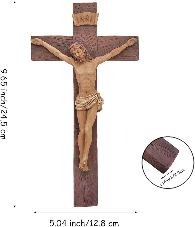DurableDelights Jesus Crucifix Wall Cross-Catholic Wall Hanging Decoration, Perfect for Collection, Home Decor, or Gift Giving,9.65" H.