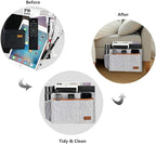 Bedside Caddy, Felt Bed Storage Organizer Hanging Bag Holder with 5 Pockets, Magazine Book Phone Tablet iPad Cables Remote and Water Bottle Holder for Home Dorm Bed Sofa, Light Gray