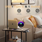 PESRAE Floor Lamp with Table,Lamps for Nightstand with Charging Station(USB & Type-C & AC Port), 3 Color Temperatures 9W LED Bulb, Modern Shelves Side Table for Bedroom, Office