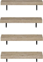 Furinno Tanna Floating Shelves for Wall Set of 4, 22-Inch Wall Shelf, Triple Thick Floating Mounted Shelf, for Bathroom, Home Office, Living Room, Natural