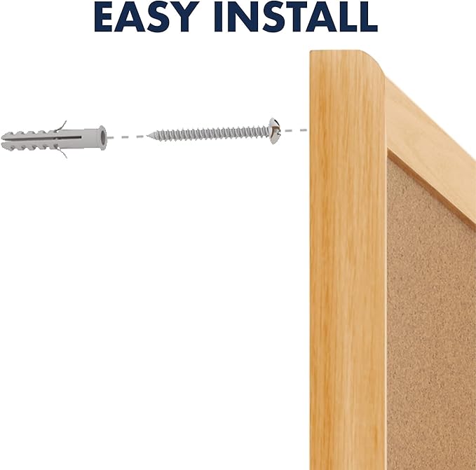 Quartet Cork Board, Bulletin Board, 2' x 1.5' Corkboard, Oak Finish Frame (301)
