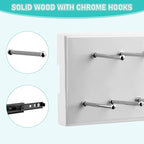Wood Pull Out Belt Rack for Closet, 21 Tie Hanger Extending Sliding Tie Rack Hanger, Side Mount Sliding Rail Organizer Storage Rack Holder with 21 Hooks for Ties Scarves Belts Shawls, White