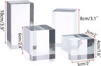 Hipiwe 4PCS Acrylic Display Risers Stand Clear Square Action Figures Collection Organizer Holder Collectibles Display Blocks Tabletop Jewelry Perfume Display Stand Photography Props