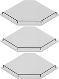 JJL Corner Shelf Wall Mounted, 12 Inches 3-Tier Floating Corner Shelf with Rails, Hexagon Rustic Wood Decor, White Wall Shelves for Apartment Bedroom Kitchen Bathroom
