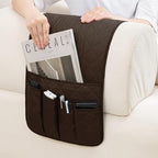 Huakaile Foldable Remote Control Holder Non-Slip Couch Sofa Chair Waterproof Armrest Organizer with 5 Pockets Armrest Organizer Couch Recliner Caddy Fits for Ipad, Phone, Magazines (Coffee)