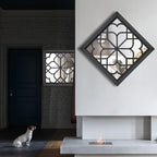 Wocred 2 PCS Square Wall Mirror,Gorgeous Rustic Farmhouse Accent Mirror,Black Entry Mirror for Bathroom Renovation,Bedrooms,Living Rooms and More(20”x20”)