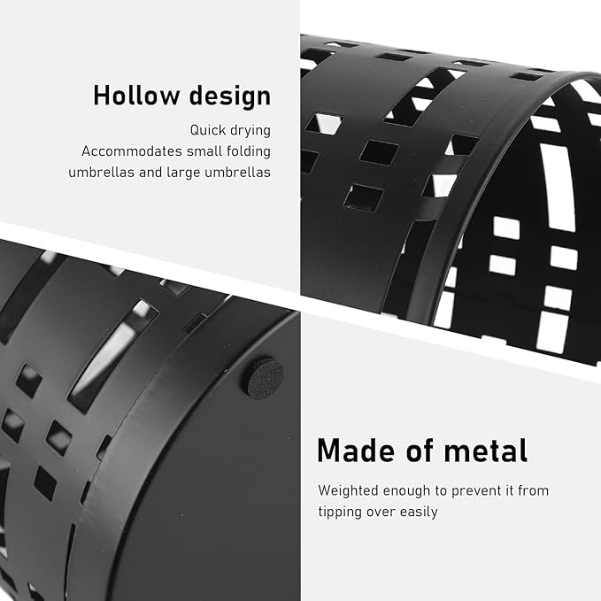 Yosoo Health Gear Metal Umbrella Holder Stylish Hollow Design, Rack for Entryways, Offices, and Homes with Powder Coated Steel in Black, Approx. 42 x 15 x 15cm