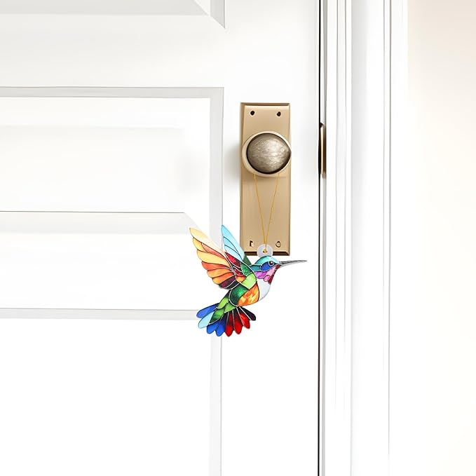 2pcs Hummingbird Gift for Women, Colorful Suncatcher Ornament, Christmas Tree Decor, Hanging Ornament for Door Yard Window Outdoor Birthday Father Day Graduation Gift