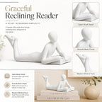 White Reading Statue Style A, Abstract Reader Figurine, Resin Book Decor for Bookshelf, Coffee Table, Desk Shelf Decor, Gift for Book Lovers