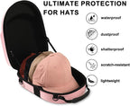 Pink hard hat box with handle and adjustable shoulder strap baseball cap storage box can effectively protect your hat and is suitable for travel and home storage