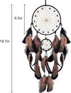 Dream Catchers with Luminous Beads Dream Catchers for Adults Handmade Native American Hanging Wall Decor Ornament for Bedroom Brown