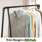 Wire Metal Clothes Hangers Bulk 50 Pack, 16 Inch 12 Gauge Standard Size, Slim Space Saving for Coat Suits Shirts Pants Skirts, Non Slip, Silver