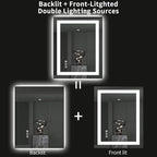 LOAAO 28"X32" LED Bathroom Mirror with Lights, Anti-Fog, Dimmable, Backlit + Front Lit, Lighted Bathroom Vanity Mirror for Wall, Memory Function, Tempered Glass, ETL Listed