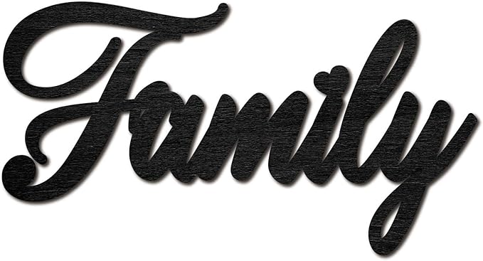 CREATCABIN Family Wood Cut Decor Laser Cut Sign Wooden Door Sign Wall Hanging Decoration Unfinished Color DIY Crafts New House Door Display Gift for Friends New Couple Housewarming Black 11.9x6.3 Inch