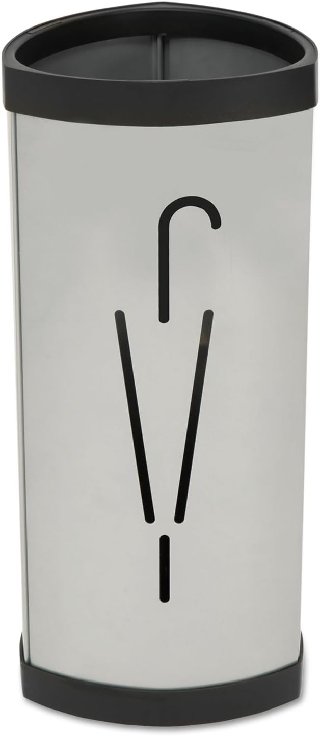 ALBA PMTRIA2M Triangular Umbrella Stand, 10 1/4w x 10 1/4d x 23 2/3h, Silver/Black