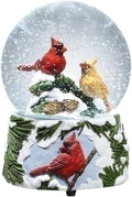 Glitterdomes 36475 100mm 6" Tall Musical Glitterdome with a Sculpted Base and Features a Pair of Cardinals Inside