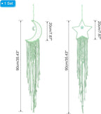PATIKIL Moon Star Dream Catcher Decor, 39" Boho Dream Catcher Macrame Woven Wall Hanging for Home Decor Bedroom Accessories Cafes Wedding Decoration, Green