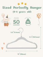 HOUSE DAY 11 Inch Velvet Baby Hangers 50 Pack Grey, Premium Kids Hangers for Children, Infant & Toddler Clothes, Durable Non Slip Small Baby Felt Hanger for Closet, Ideal for Everyday Use