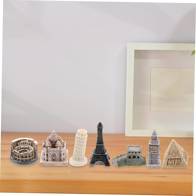 7pcs Resin Architecture Model Miniature Tower London Building Blocks for Home Decor