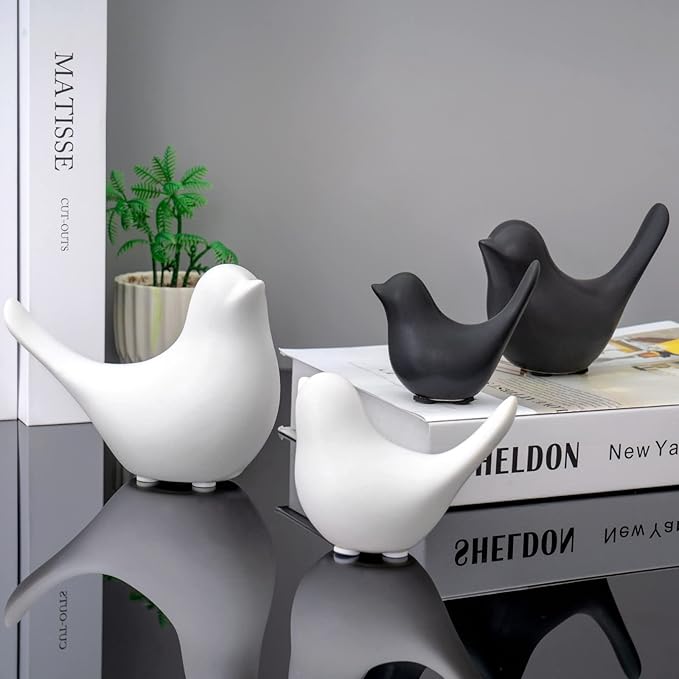 Notakia Small Birds Statues Black Modern Farmhouse Decor Deals, Farmhouse Decor for Kitchen Counter, Bathroom Shelf, Living Room, Office Sculpture, Knick Knacks for Shelves