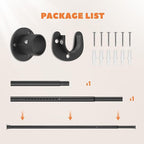 Closet Rod 17-39 Inches, Adjustable Heavy Duty Metal Black Closet Rods for Hanging Clothes 1.3 Inches Diameter for Wardrobes Laundry