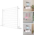 12-Tier Wall Mounted Scarf Rack, Scarf Display Rack, Towels Storage Hanger, Commercial Hijab Scarf Holder Organizer Space Saving for Retail Stores, Boutiques, Home (White, 47in Width)