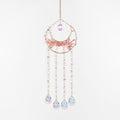 Pink Gemstone Large Moon Dream Catcher Chakra Tree of Life Dream Catcher with Crystals and Prismatic Glass Pendant Handmade Dreamcatcher Suncatcher Wall Decor for Adults Bedroom Garden Bless Gift
