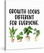 Motivational Wall Art Classroom Decor, Inspirational Mental Health Posters for Therapy Counseling Office, Growth Looks Different for Everyone Canvas Painting Artwork (11.5 X 15 Inches, Framed)