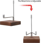 Hipiwe 2 Pack Crystal Display Stand Adjustable Metal Arms Display Stand Easel with Wooden Base for Displaying Geodes Rock Mineral Agate Coral Seashell and Small Collectibles,Medium