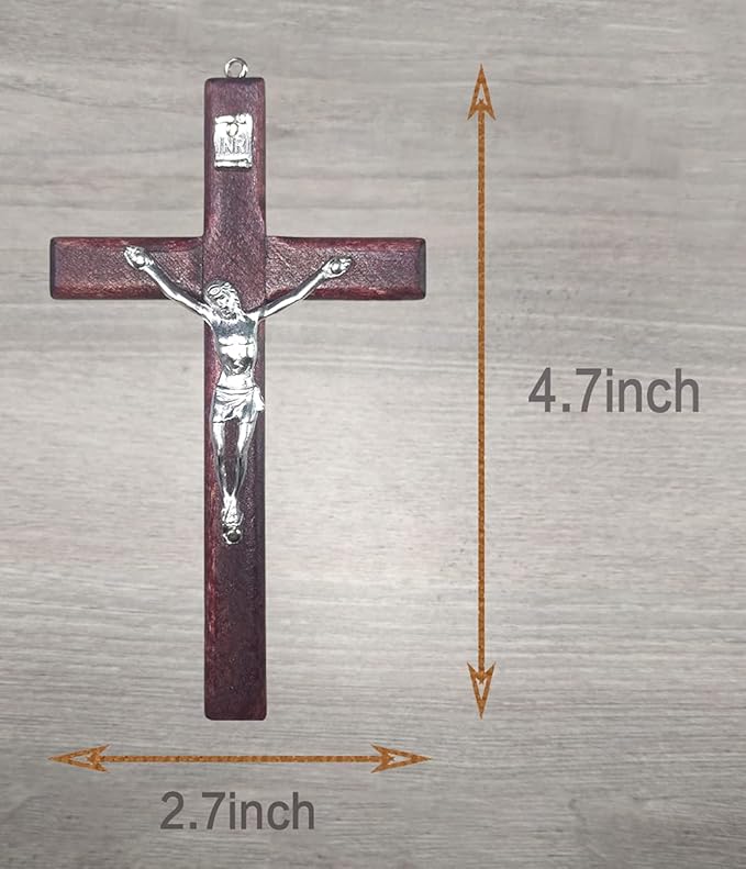 CHENGXIN Catholic Crucifix Wall Cross 3 Pack, Small Wooden Cross with Jesus for Home Decor, 4.7 inches