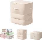 Ultra Space Saving Self Compression Organizer, 3-Layer Zipper Large Capacity Storage Bag, Thick Satin Fabric Heavy Duty Bags for Comforters Blankets Bedding Duvet (Beige, X-Large, 21x17x24in)