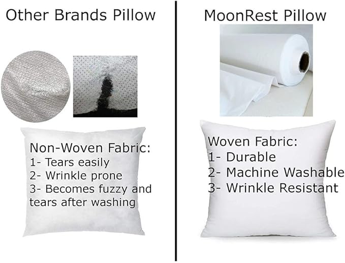 MoonRest® 15x15 Inch Synthetic Down Alternative Square Pillow Insert Form Stuffer for Sofa Shams, Decorative Throw Pillow, Cushion and Bed Pillow Stuffing - Hypoallergenic 15“X 15”
