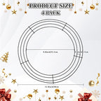 4 Pack Wreath Frame 12 Inch Wire Wreath Frame Round Metal Wreaths Form Dark Green Wire Wreaths Ring for Floral Arrangements DIY Craft Home Decorations Wedding Thanksgiving Christmas Party Supplies