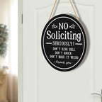Funny No Soliciting Sign for House 12"x12" Do not Knock or Ring Doorbell Wooden Signs for Front Door Rustic No Soliciting Welcome Sign Hanging Decorations for Home Yard Garden Farmhouse Porch