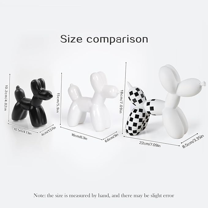 Notakia Large White Cute Ceramics Balloon Dog Statue Crafts Living Room Desktop Decorations,Handmade Modern Small Ceramic Animal Statue Ornament Home Decor Accents