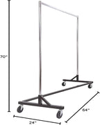 Commercial Garment Rack (Z Rack) - Rolling Clothes Rack, Z Rack With KD Construction With Durable Square Tubing, Commercial Grade Clothing Rack, Heavy Duty Chrome Commercial Garment Rack