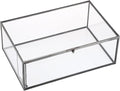 Hipiwe Vintage Glass Box with Lid - Rectangle Jewelry Display Organizer Box Black Vanity Lidded Box Home Decor Accent Decorative Box for Keepsakes Trinket Rings,X-Large