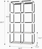 Portable Closet for Hanging Clothes, Portable Wardrobe Closet with Cover, 4 Storage Shelves, 2 Hanging Rods and 8 Side Pockets, Easy Assembly and Sturdy Free Standing Closet for Bedroom, White