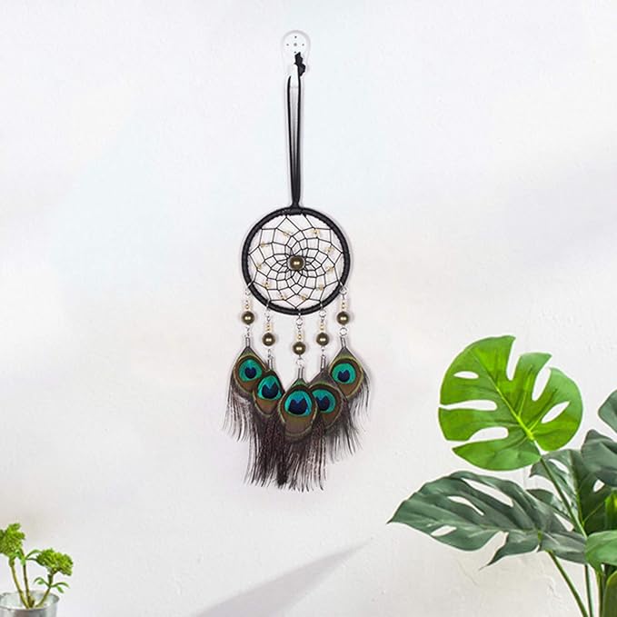Dream Catchers for Cars Rear View Mirror, Small Feather Dream Catcher Wall Hanging Car Deco Car Charm Ornament (3.1Brown)