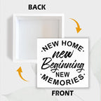 New Home New Beginning, Farmhouse Home Decor, Entryway Sign, Living Room Signs, Gift from Realtor, Housewarming Gift, Box Sign Decor Tabletop, Hallway Decoration, 5.1x5.1inches