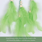 Pretty Jolly Small Evil Eye Dream Catchers Wall Decor Wood Beads Handmade Green Feathers Mini Dreamcatchers Home Decoration Ornament for Car Bedroom Birthday Party