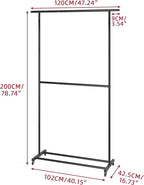 Sywhitta Double Rod Clothing Garment Rack, Rolling Clothes Organizer on Wheels for Hanging Clothes, Easy to Assemble, Adjustable, Black