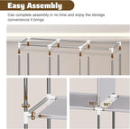 Portable Closet, Portable Closets for Hanging Clothes with 3 Hanging Rods and 6 Storage Shelves, Non-Woven Fabric Cover, Black Wardrobe Closet Easy to Assemble and Strong and Stable