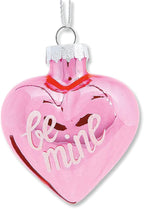 Lillian Vernon Glitter Words Blown Glass Valentine’s Day Ornaments - Handcrafted Hanging Tree Decorations, Heart Glitter Words Holiday & Party Decor, 2.5 in, Pink & Red, 12-Piece Set