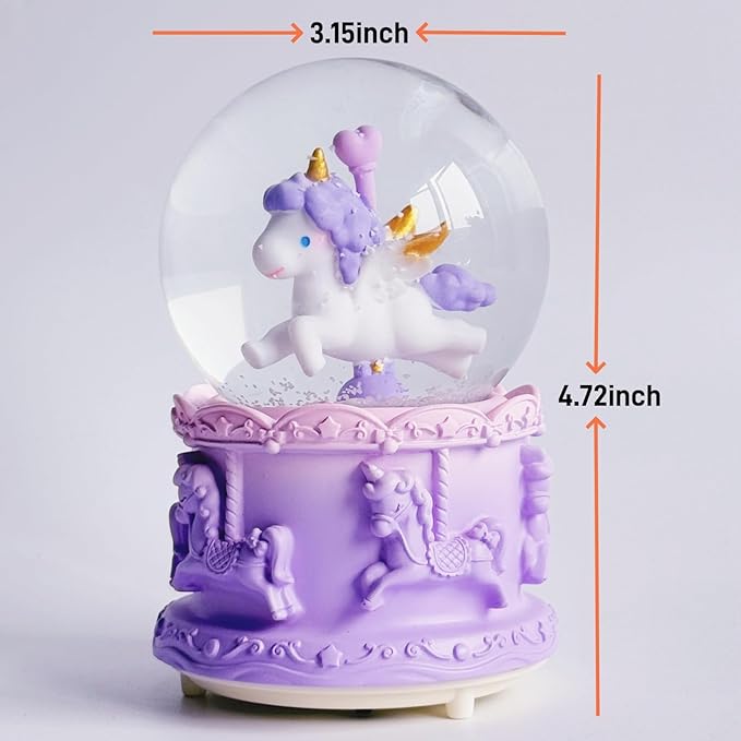 Unicorn Snow Globes,Kids Music Snowglobes with LED 7 Colors Lights,Automatic Snow Fall Effect,Home Decor for Children Room Essentials,Christmas or Birthday Gifts for 3-15 Year Old Girls