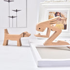 ISHINE Wood Decor Wooden Statue Man and Dog Figurine Handmade Carved Creative Home Office Gift for Men Women Accents Decoration Natural ECO Friendly 7x3 inches (C-Woman Kisses Dog)