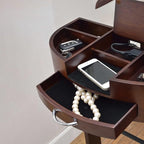 Valet Stand for men, Wood Suit Rack, Freestanding clothing valet stand, valet stand for women with Drawer, Top Tray, Contour Hanger, Trouser Bar, Tie & Belt Hooks and Shoe Rack organizer