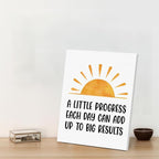 Inspirational Office Wall Art Decor, Motivational Add Up to Big Results Positive Quote Daily Affirmations Artwork Posters for Home Office Gym Classroom Decorations (8 X 10 Inches, Framed)